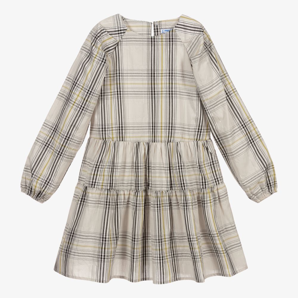Mayoral-Girls Ivory Check Dress | Childrensalon Outlet