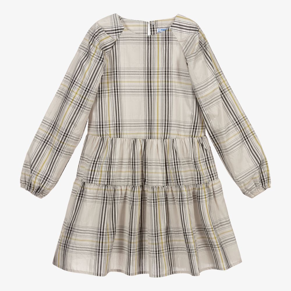 Mayoral - Girls Ivory Check Dress | Childrensalon