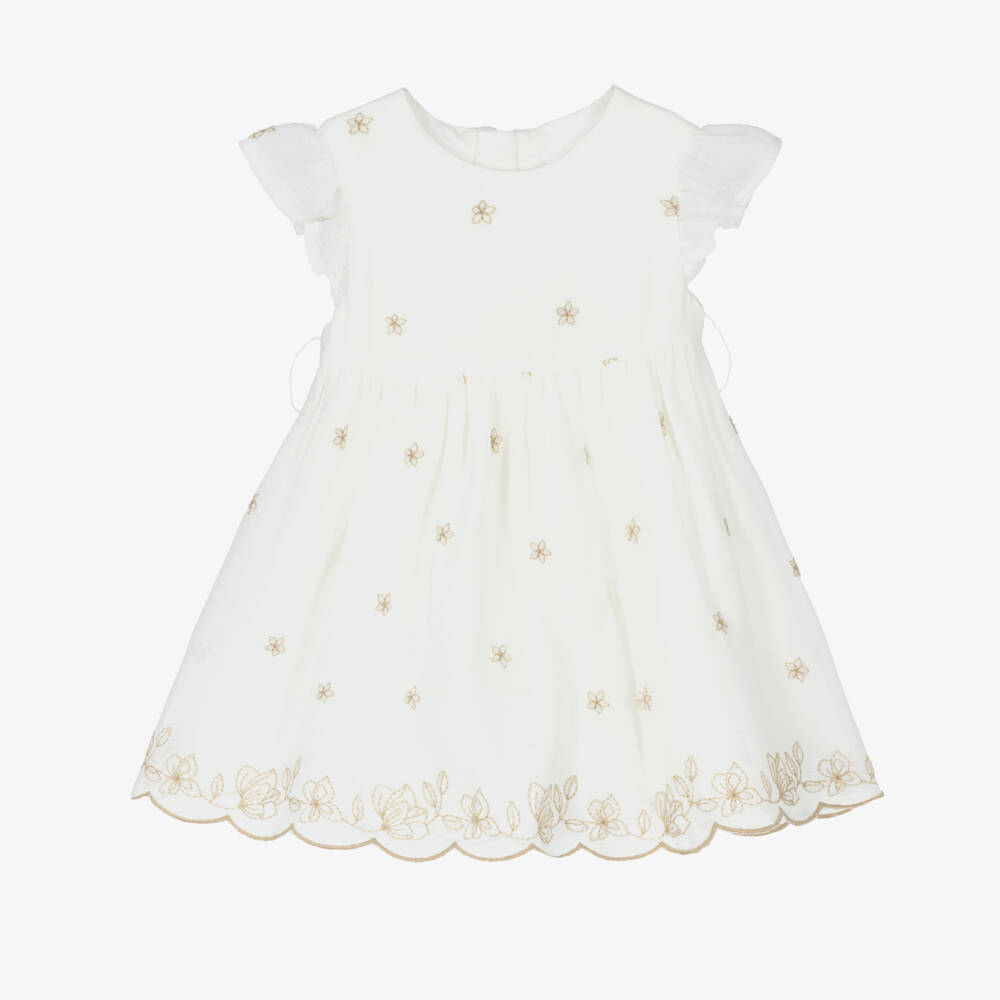 Mayoral Newborn-Girls Ivory Chiffon Embroidered Gown | Childrensalon Outlet