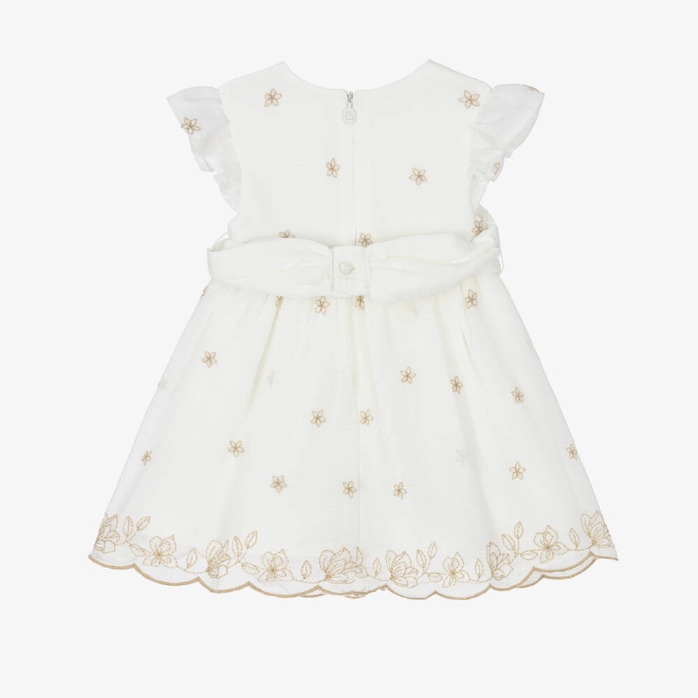 Mayoral Newborn-Girls Ivory Chiffon Embroidered Gown | Childrensalon Outlet