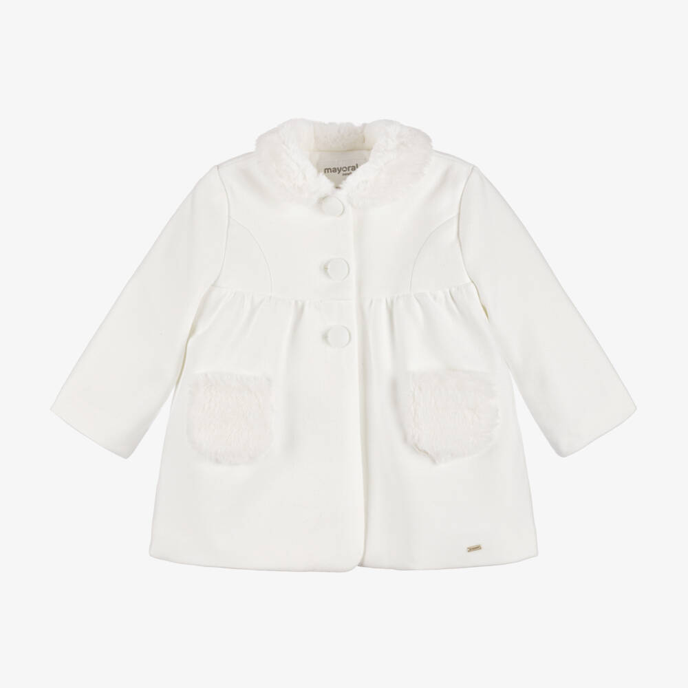 Mayoral Newborn-Girls Ivory Classic Trapeze Coat | Childrensalon Outlet