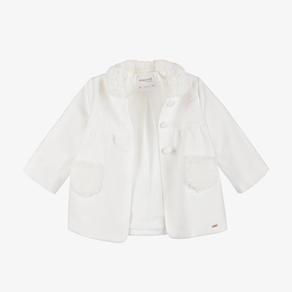 Mayoral Newborn-Girls Ivory Classic Trapeze Coat | Childrensalon Outlet