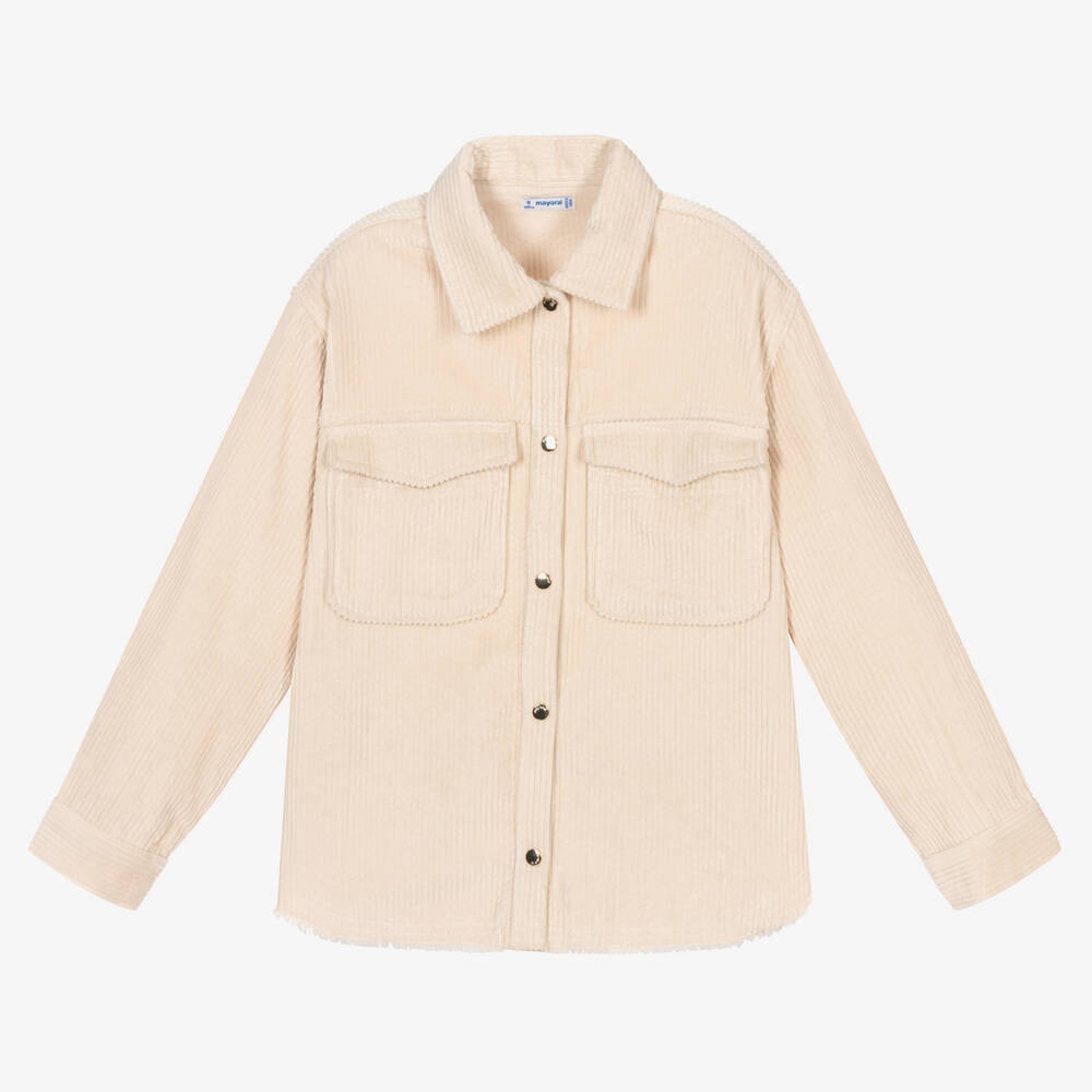 Mayoral - Girls Ivory Corduroy Shirt | Childrensalon