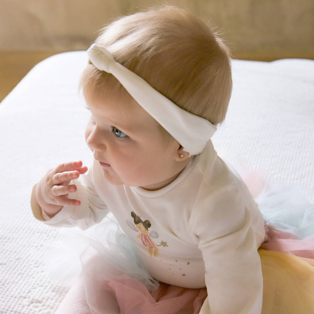 Mayoral Newborn-Girls Ivory Cotton Babysuit & Rainbow Tulle Skirt Set | Childrensalon Outlet