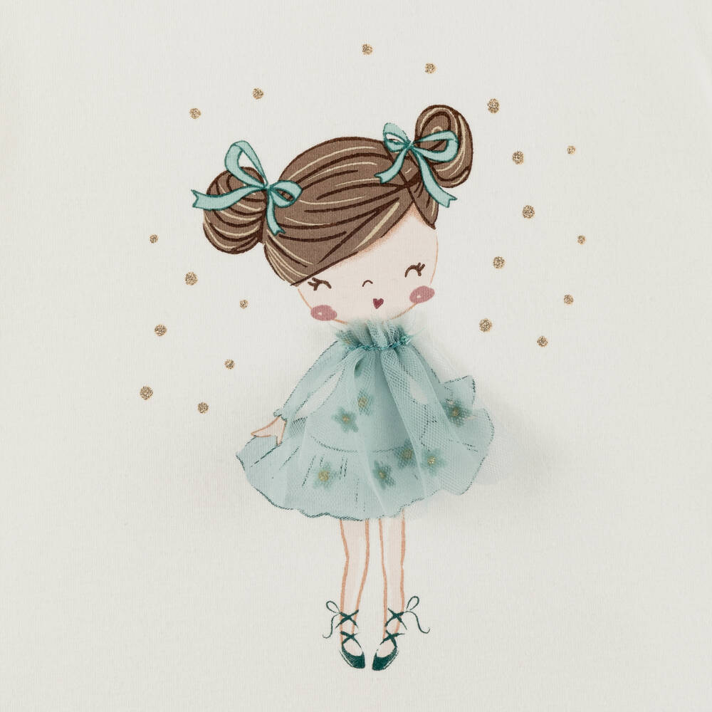 Mayoral-Girls Ivory Cotton Ballet Tee | Childrensalon Outlet