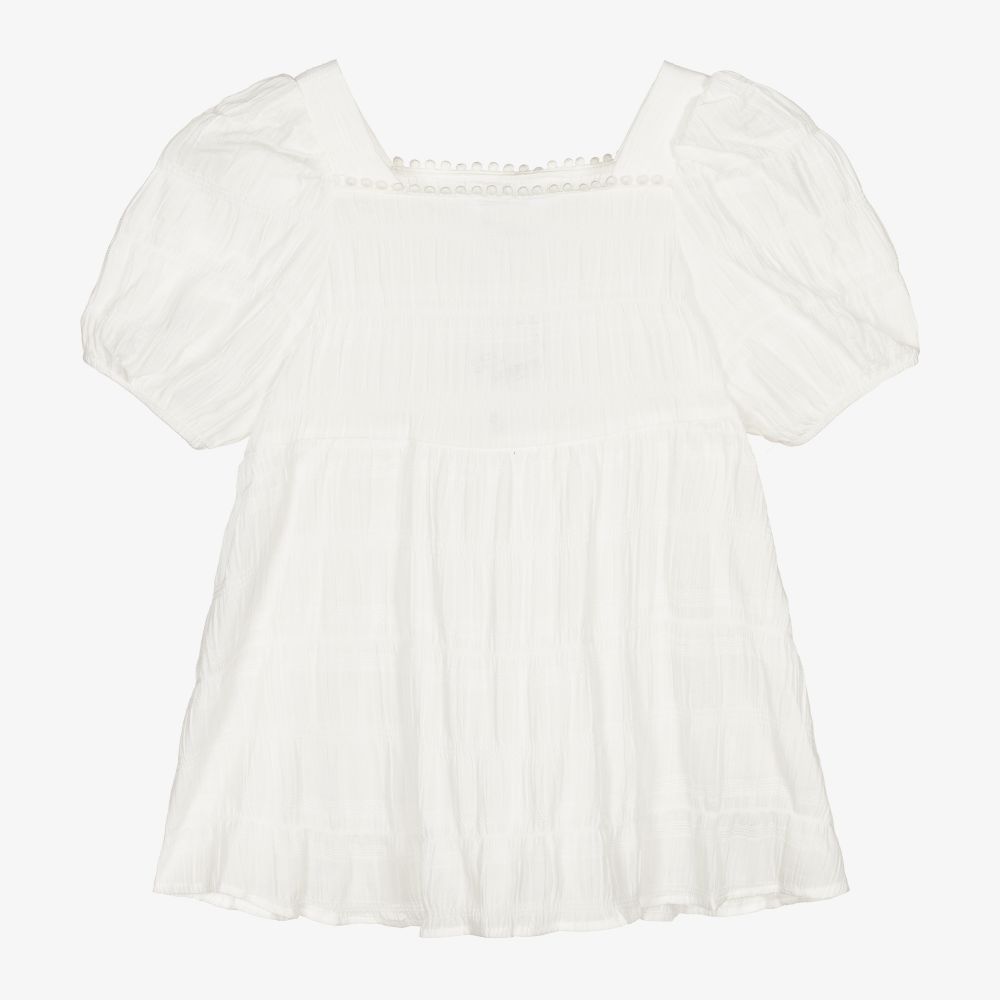 Mayoral-Кремовая хлопковая блузка для девочек | Childrensalon Outlet