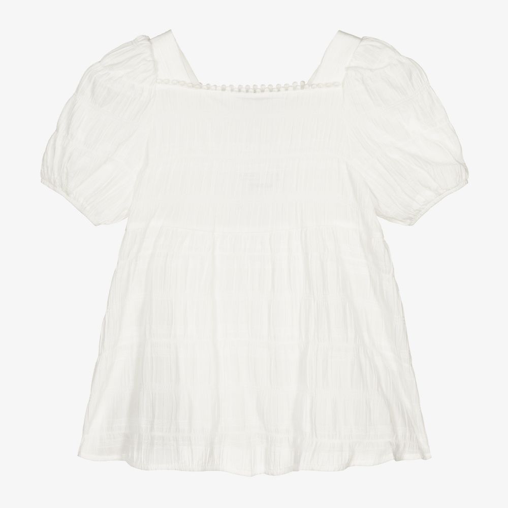 Mayoral - Girls Ivory Cotton Blouse | Childrensalon