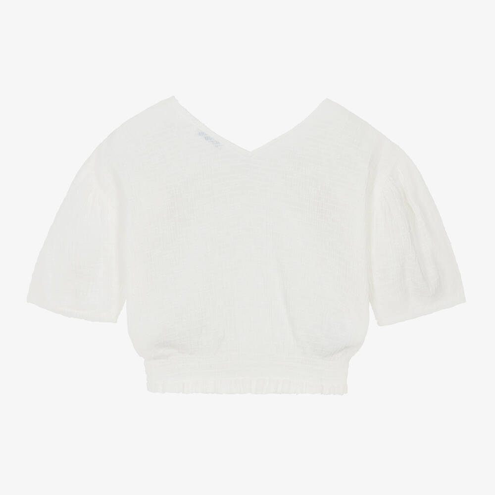 Mayoral-Girls Ivory Cotton Blouse | Childrensalon Outlet