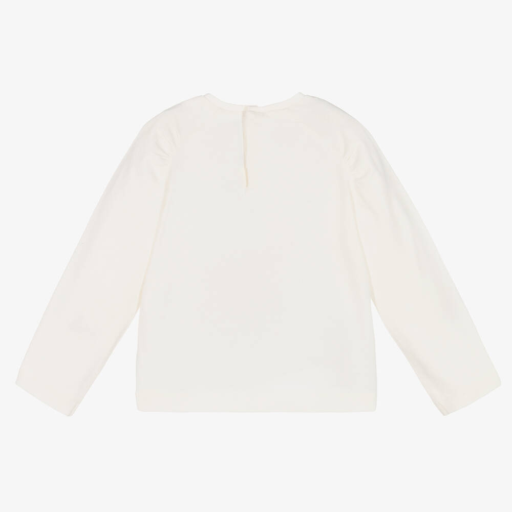Mayoral-Girls Ivory Cotton Cat Print Top | Childrensalon Outlet