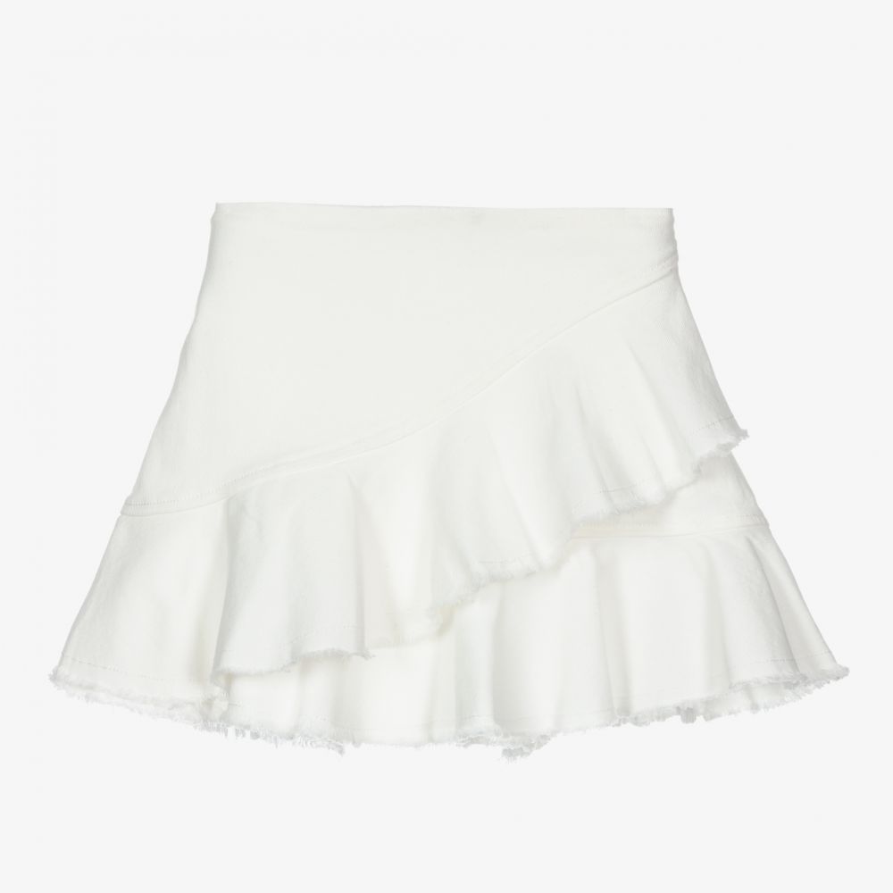 Mayoral - Girls Ivory Cotton Denim Skirt | Childrensalon