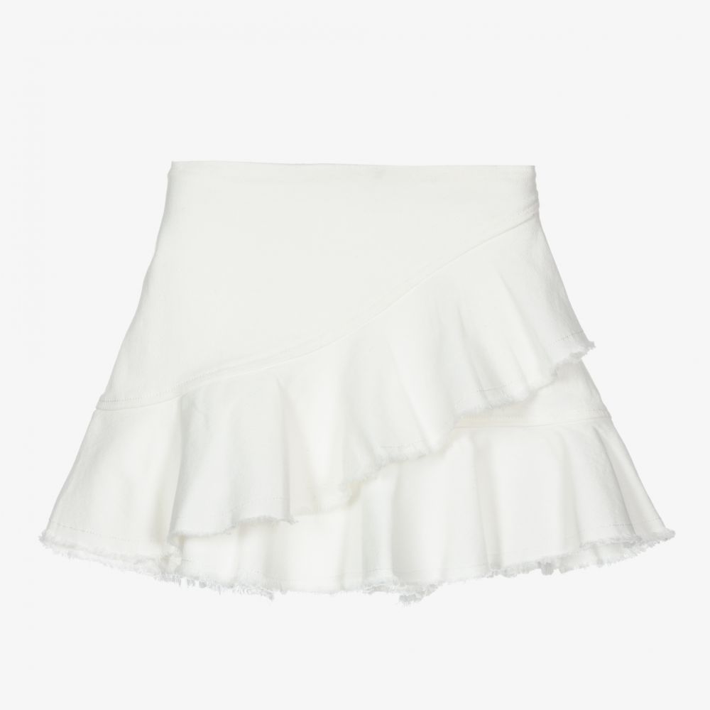 Mayoral-Girls Ivory Cotton Denim Skirt | Childrensalon Outlet