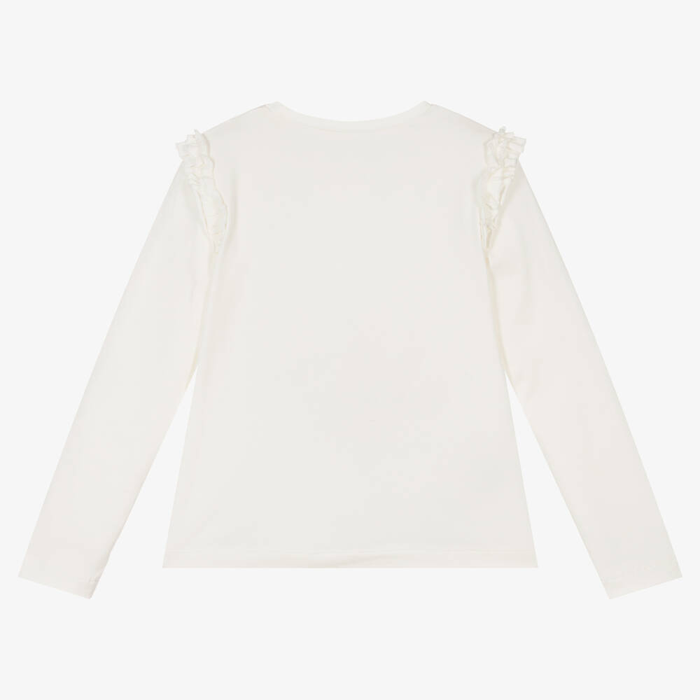 Mayoral-Кремовый хлопковый топ со стразами | Childrensalon Outlet