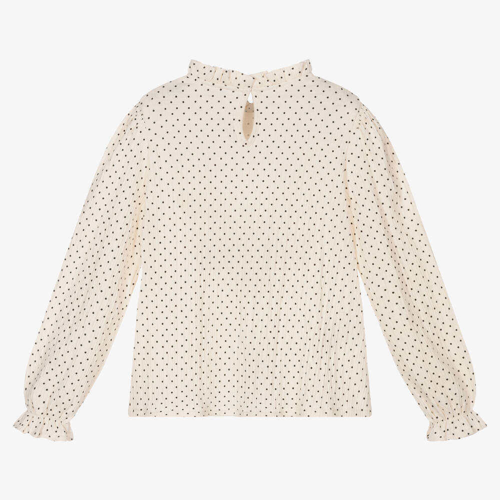 مايورال-توب قطن منقط لون عاجي للبنات | Childrensalon Outlet