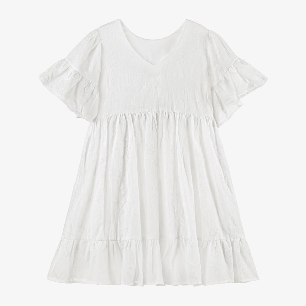 مايورال-فستان قطن مطرز لون عاجي | Childrensalon Outlet