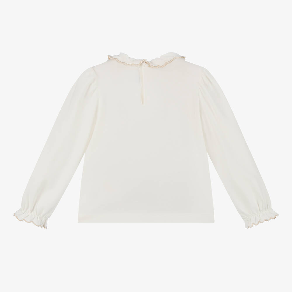 Mayoral-Girls Ivory Cotton Flower Top | Childrensalon Outlet