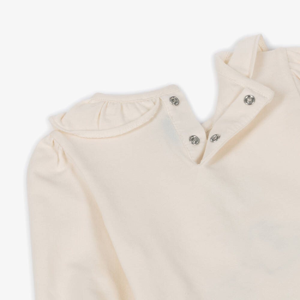 Mayoral-Girls Ivory Cotton Girl Print Long-Sleeved Top | Childrensalon Outlet