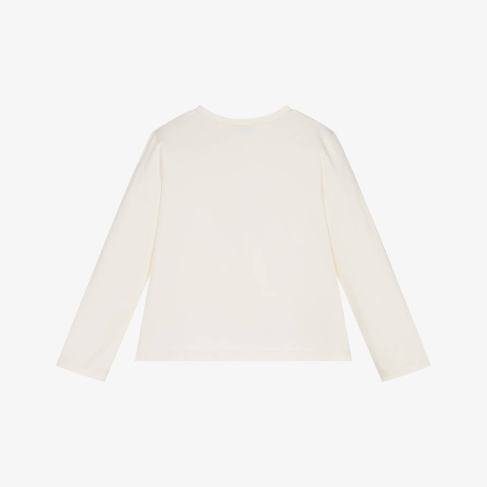 Mayoral-Girls Ivory Cotton Heart Top with Hair Scrunchie | Childrensalon Outlet