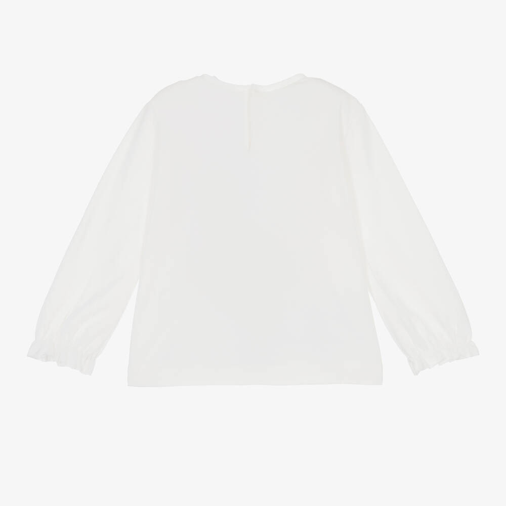 Mayoral-Кремовый топ из хлопкового джерси для девочек | Childrensalon Outlet