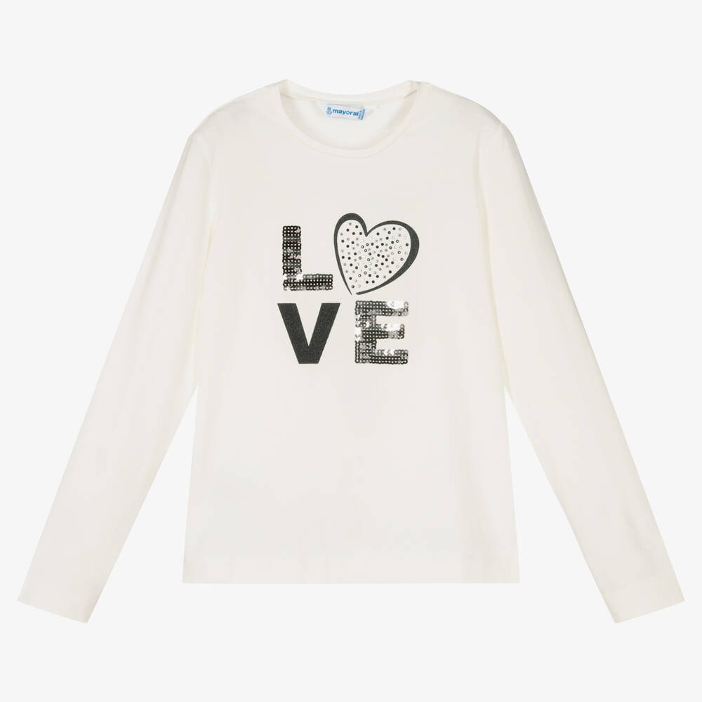 Mayoral-Girls Ivory Cotton Jersey Top | Childrensalon Outlet