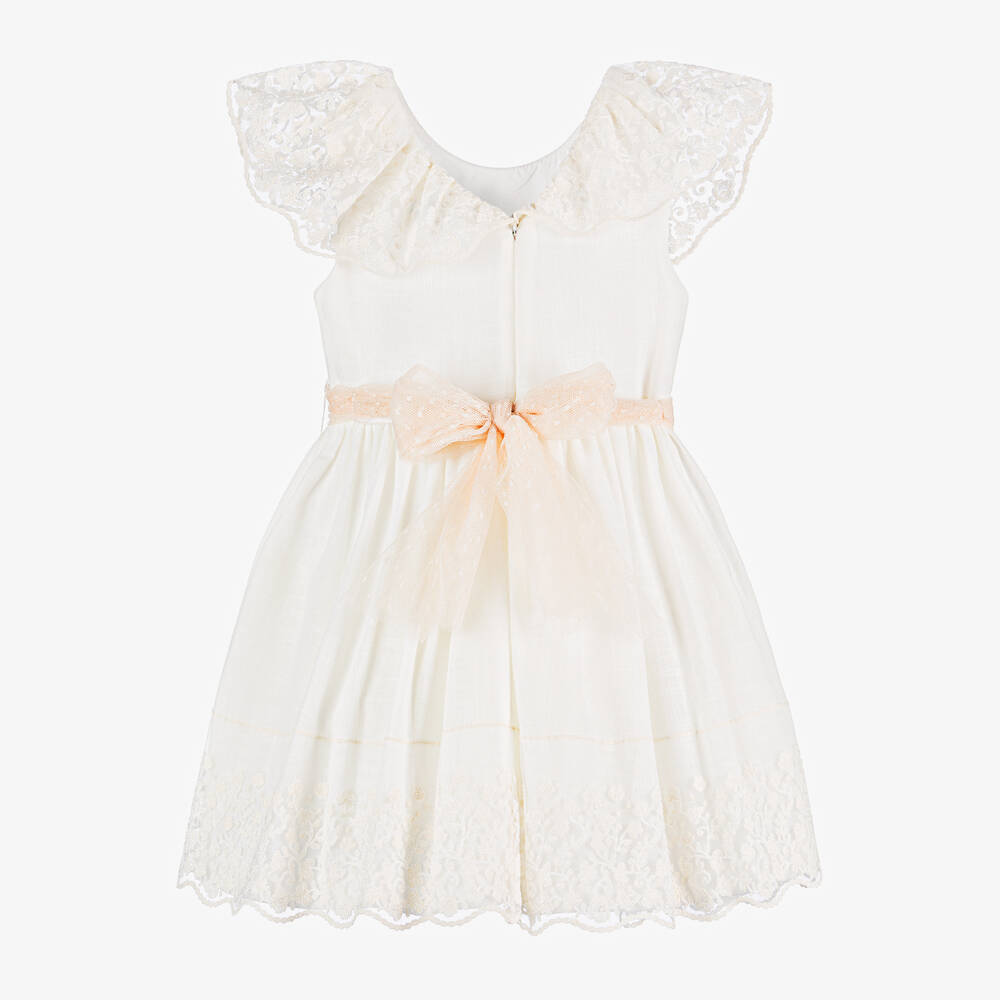 Mayoral-Girls Ivory Cotton & Lace Dress | Childrensalon Outlet