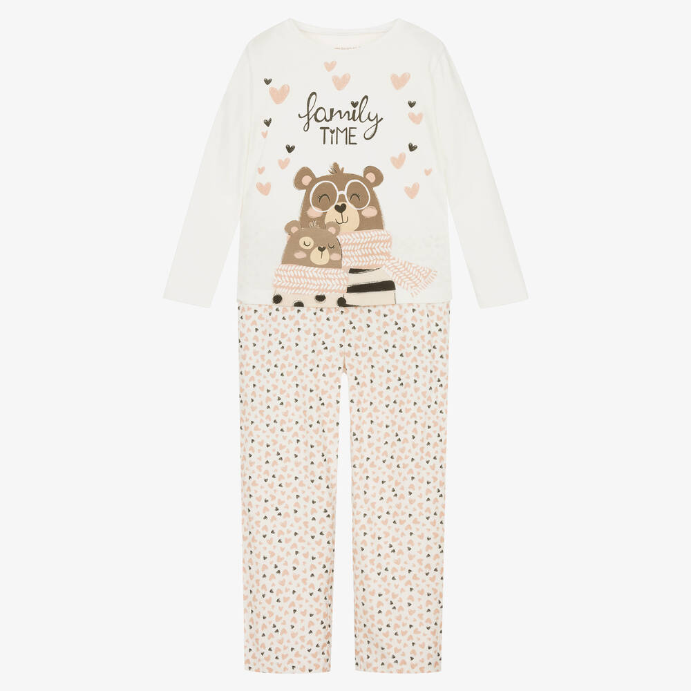Mayoral - Girls Ivory Cotton Love Heart Pyjamas | Childrensalon