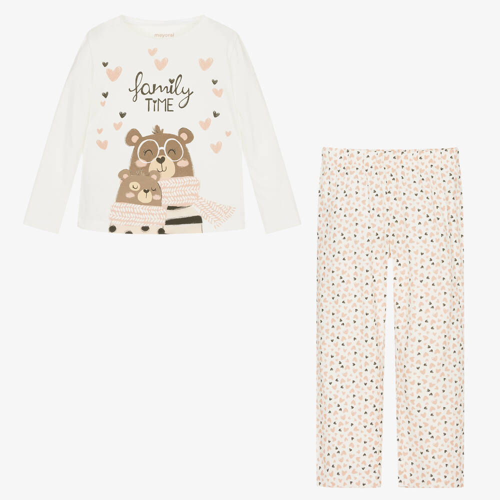Mayoral-Кремовая хлопковая пижама с сердечками | Childrensalon Outlet