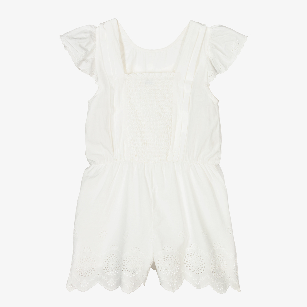 Mayoral-Кремовый хлопковый комбинезон для девочек | Childrensalon Outlet