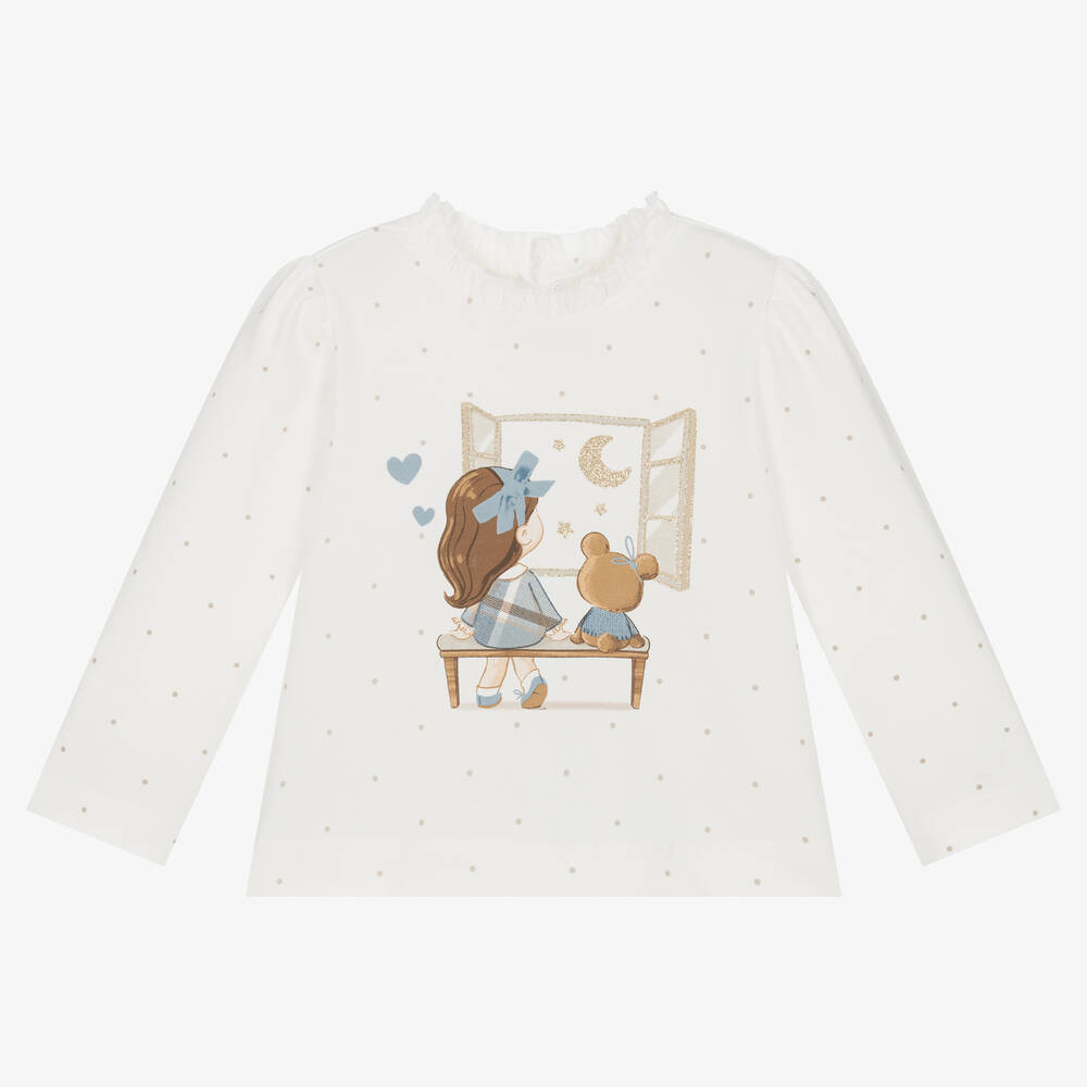 Mayoral - Girls Ivory Cotton Stargazing Top | Childrensalon