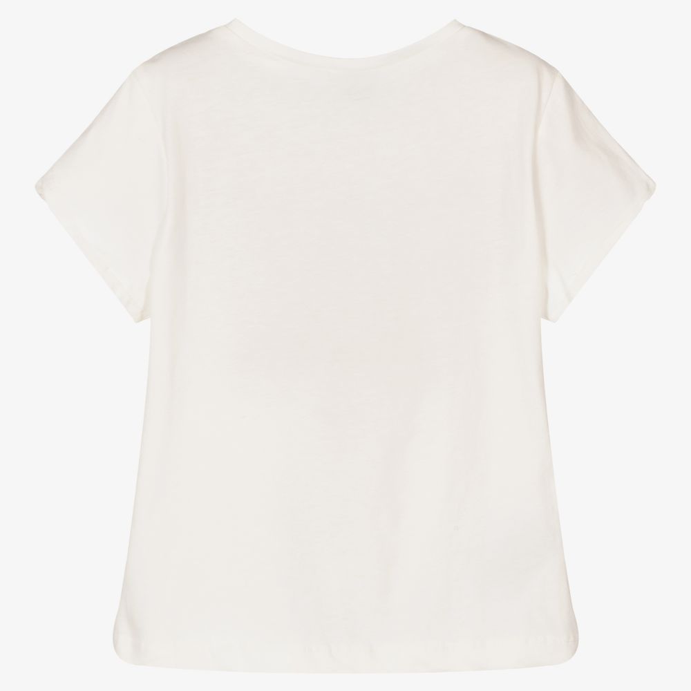 Mayoral-Girls Ivory Cotton T-Shirt | Childrensalon Outlet