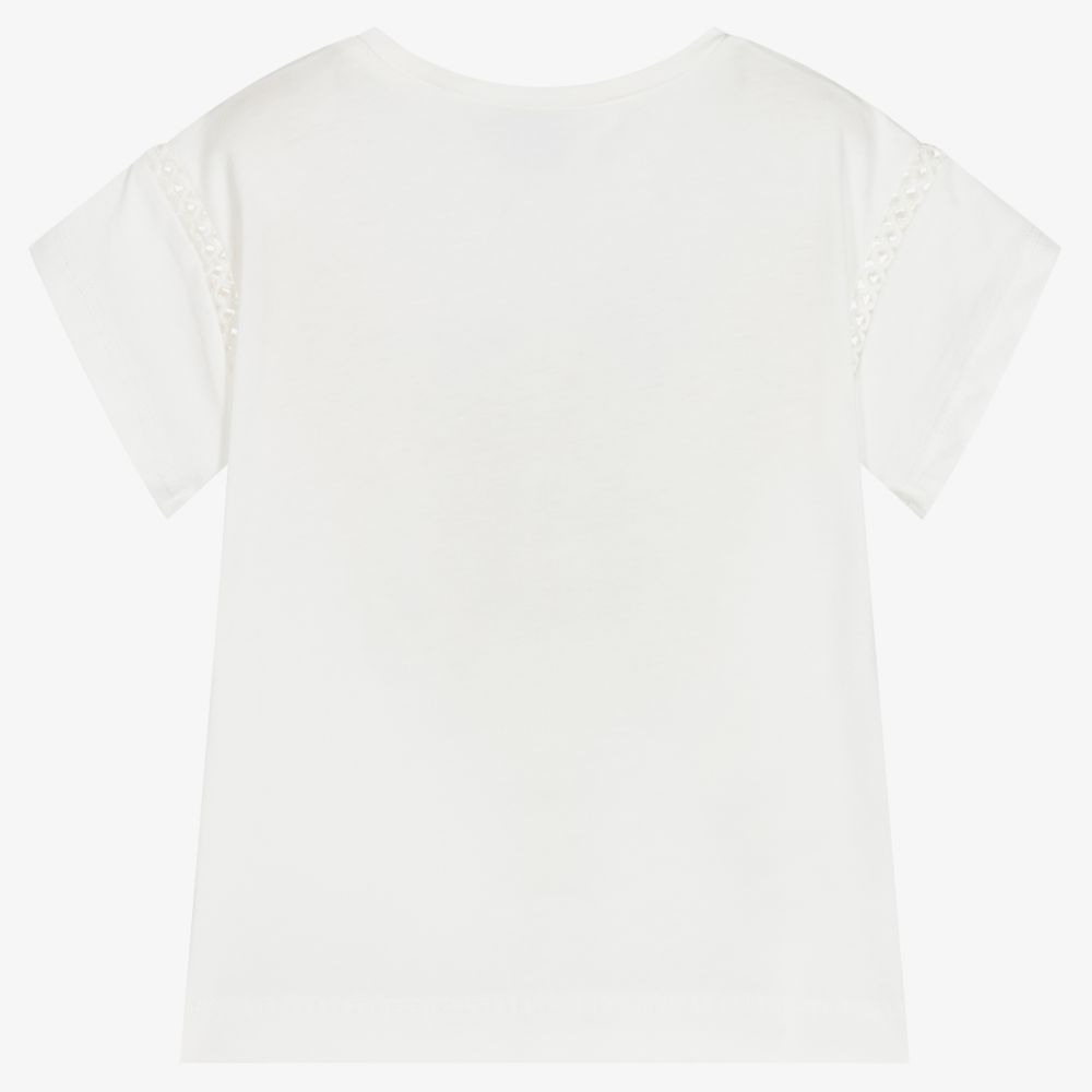 Mayoral-Girls Ivory Cotton T-Shirt | Childrensalon Outlet