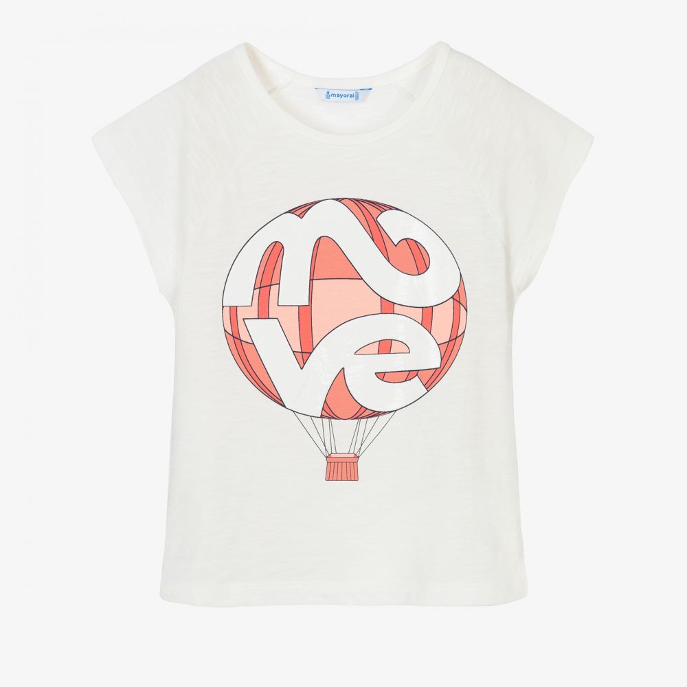 Mayoral - Girls Ivory Cotton T-Shirt | Childrensalon