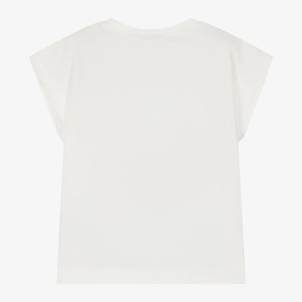 Mayoral-Girls Ivory Cotton Tassel T-Shirt | Childrensalon Outlet