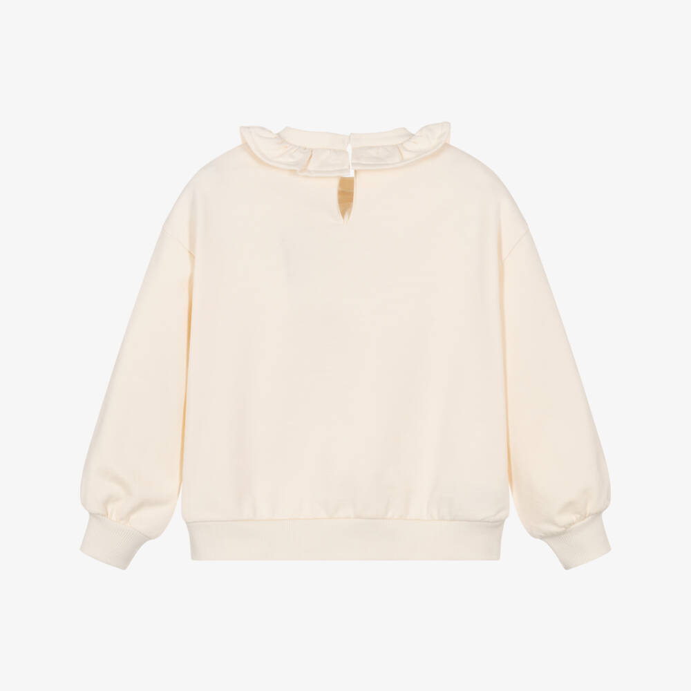 Mayoral-Girls Ivory Cotton Teddy Print Sweatshirt | Childrensalon Outlet