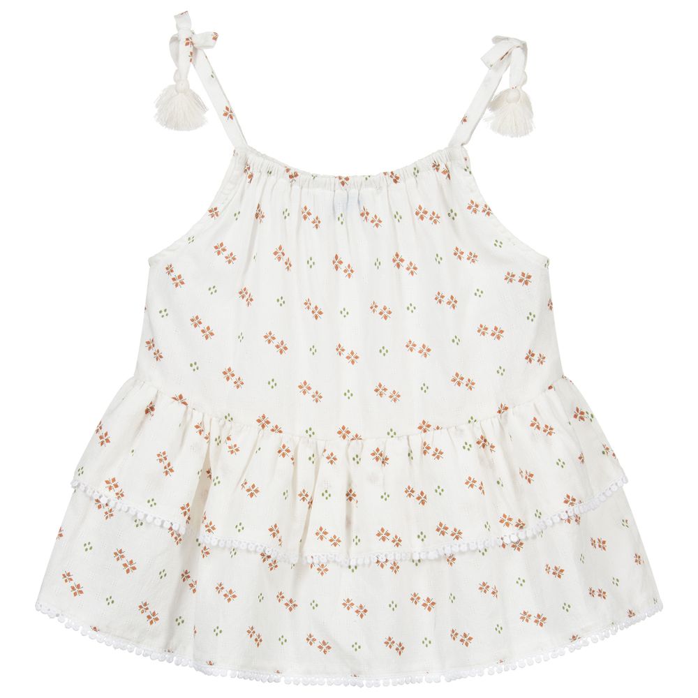 مايورال-توب قطن لون عاجي، بنّي وأخضر للبنات | Childrensalon Outlet