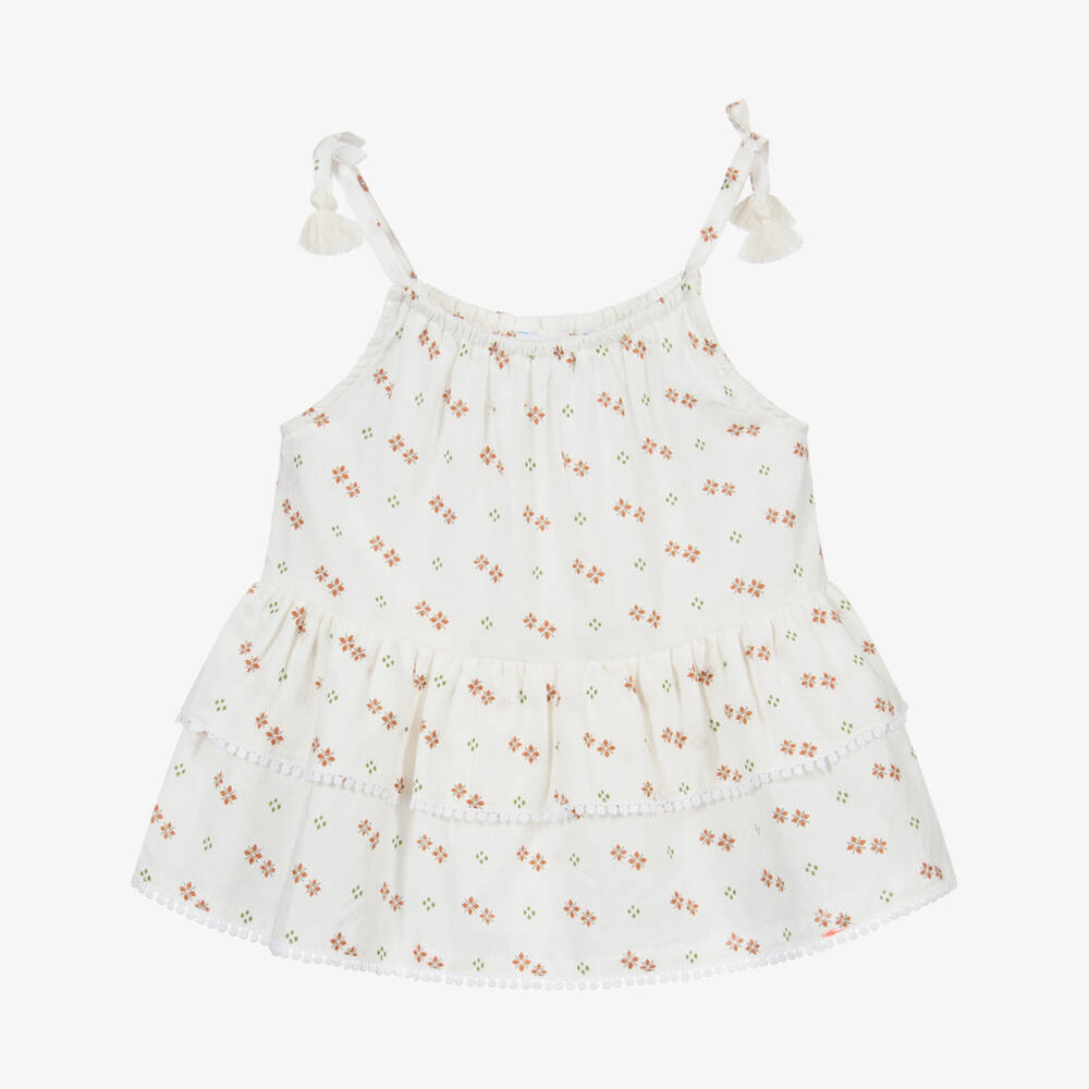 Mayoral-توب قطن لون عاجي، بنّي وأخضر للبنات | Childrensalon Outlet