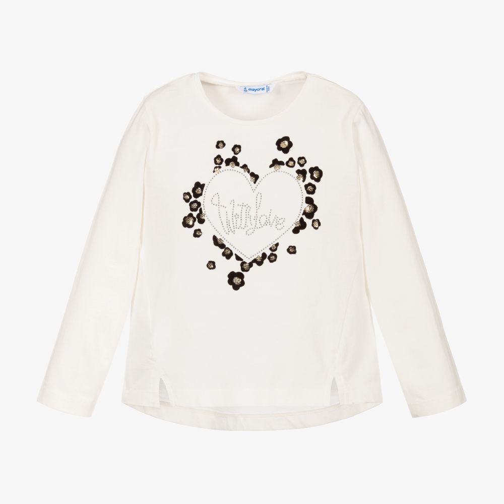 Mayoral-Girls Ivory Cotton Top | Childrensalon Outlet
