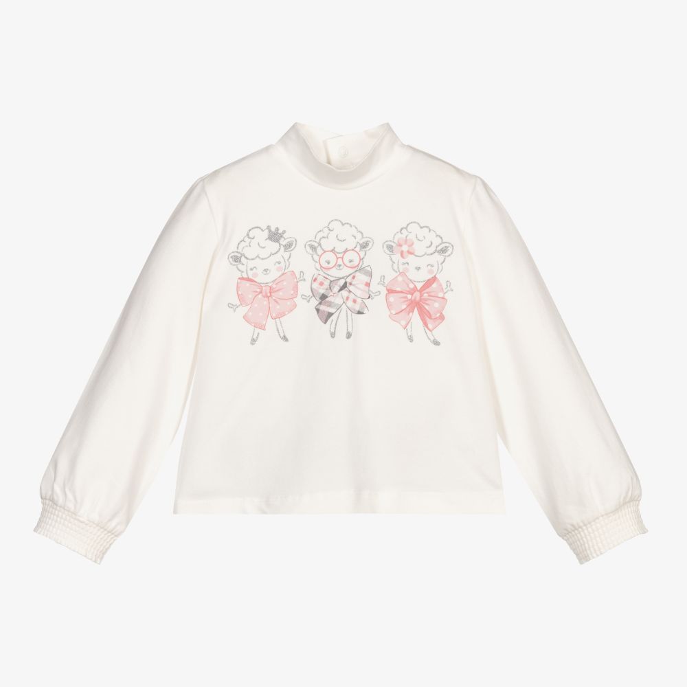 Mayoral-Кремовый хлопковый топ для девочек | Childrensalon Outlet