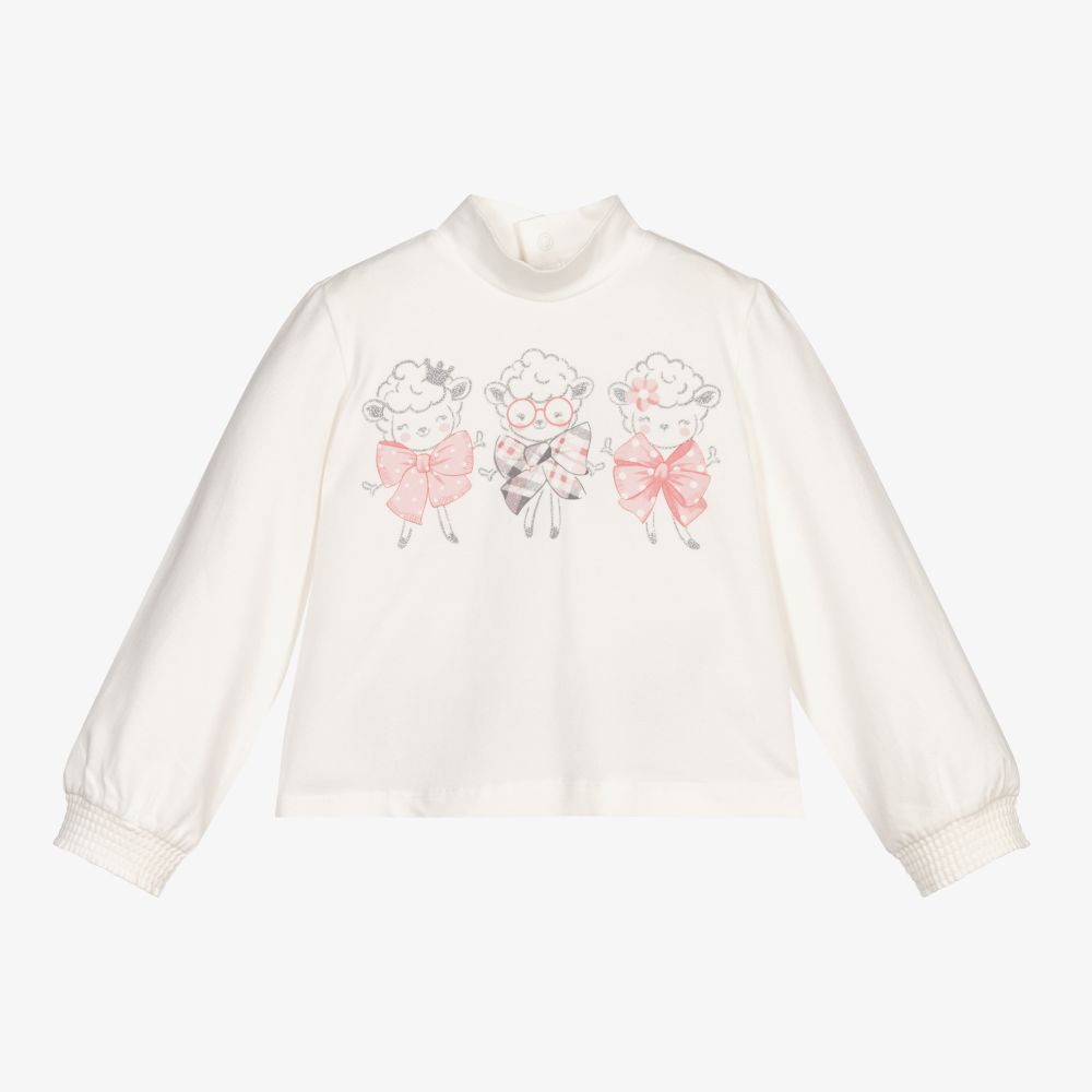 Mayoral - Girls Ivory Cotton Top | Childrensalon