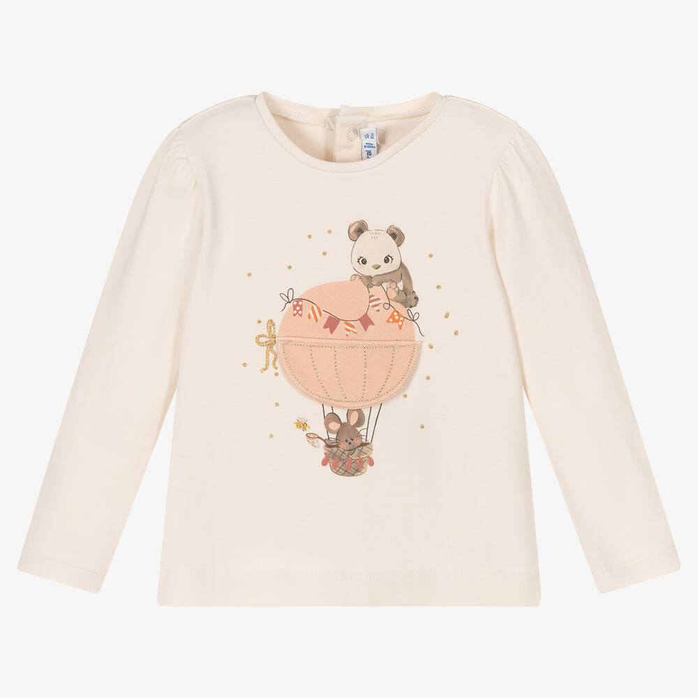 Mayoral-Кремовый хлопковый топ для девочек | Childrensalon Outlet