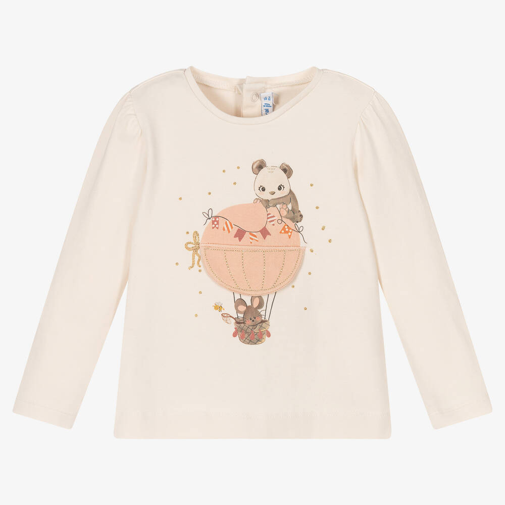 Mayoral - Girls Ivory Cotton Top | Childrensalon