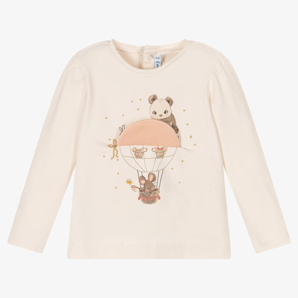 Mayoral-Girls Ivory Cotton Top | Childrensalon Outlet