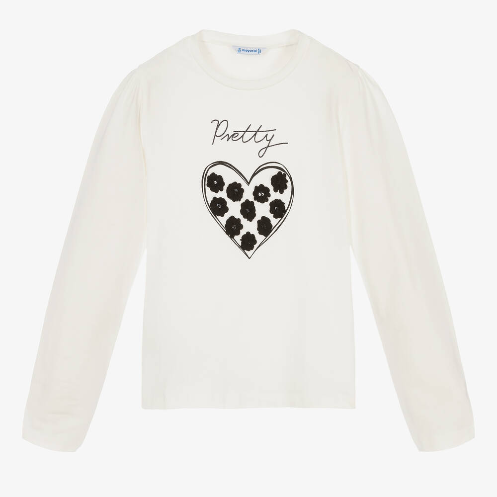 Mayoral-Girls Ivory Cotton Top | Childrensalon Outlet