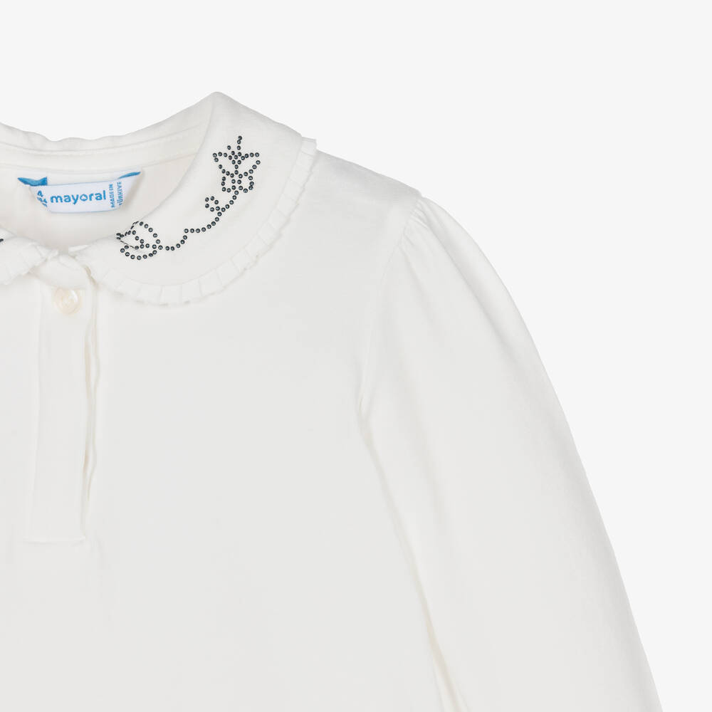 Mayoral-Кремовый хлопковый топ для девочек | Childrensalon Outlet