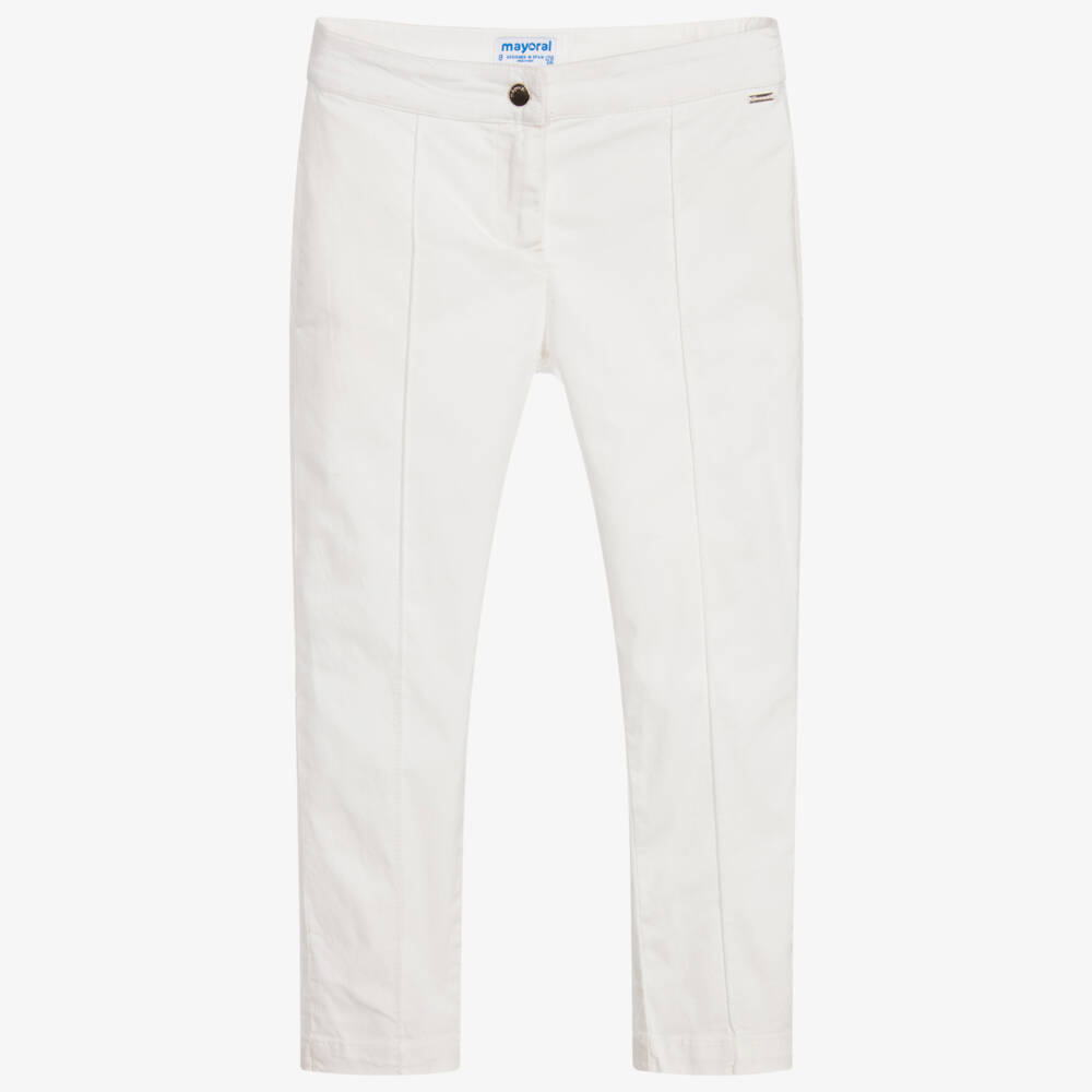Mayoral-بنطلون قطن ستريتش لون عاجي للبنات | Childrensalon Outlet