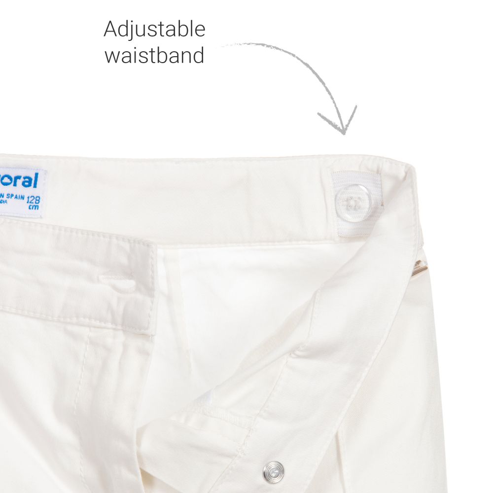 Mayoral-بنطلون قطن ستريتش لون عاجي للبنات | Childrensalon Outlet