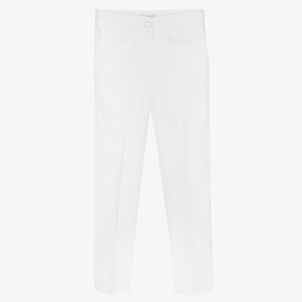 Mayoral - Girls Ivory Cotton Trousers | Childrensalon Outlet