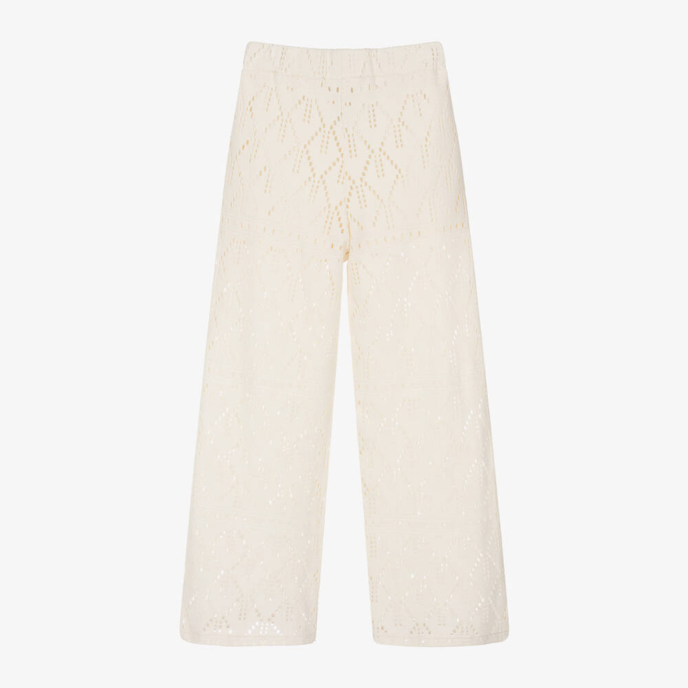 Mayoral-Girls Ivory Cotton Trousers | Childrensalon Outlet