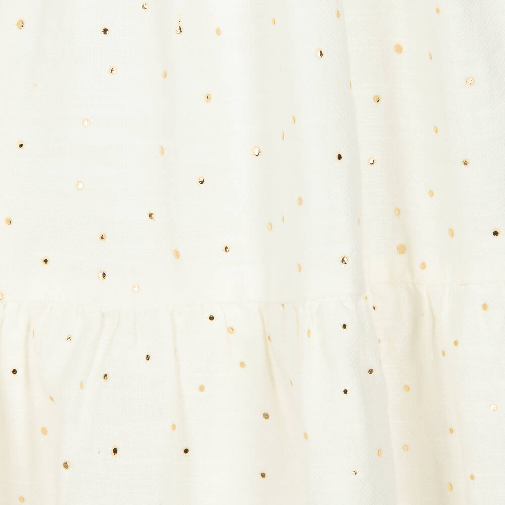 Mayoral-Girls Ivory Cotton V-Back Dress | Childrensalon Outlet