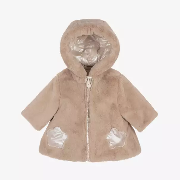 Mayoral Newborn-Girls Ivory-Cozy Dual-Sided Coat | Childrensalon Outlet