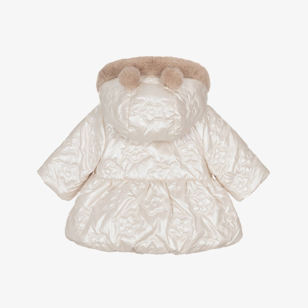 Mayoral Newborn-Girls Ivory-Cozy Dual-Sided Coat | Childrensalon Outlet